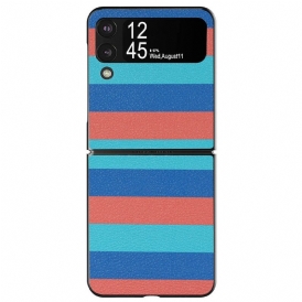 Folio Cover Samsung Galaxy Z Flip 4 Custodia in pelle Righe In Ecopelle