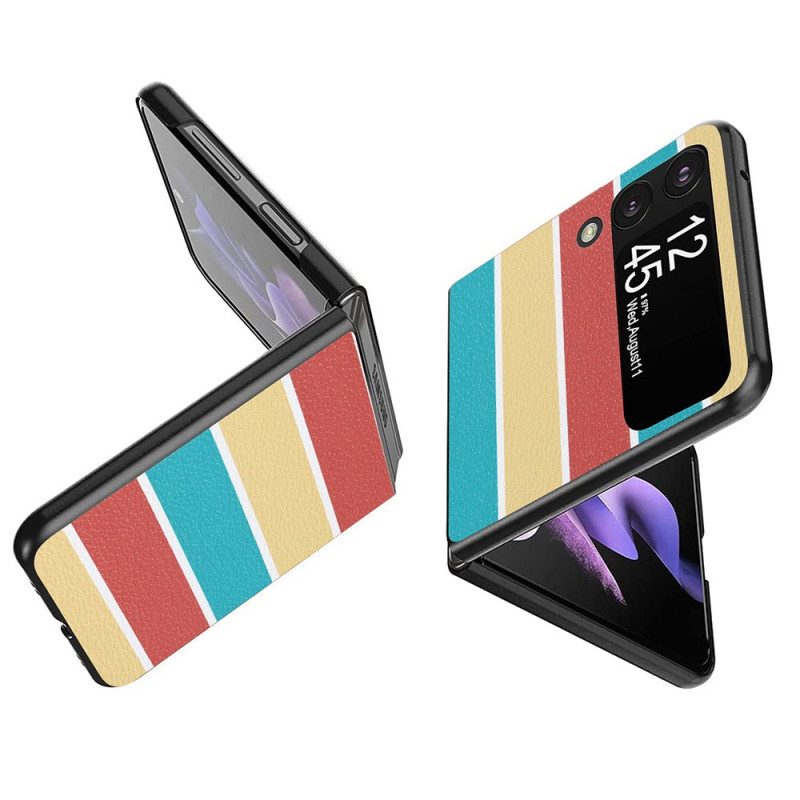 Folio Cover Samsung Galaxy Z Flip 4 Custodia in pelle Righe In Ecopelle