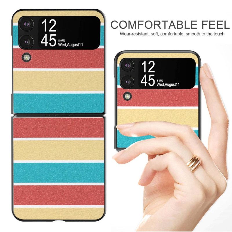 Folio Cover Samsung Galaxy Z Flip 4 Custodia in pelle Righe In Ecopelle