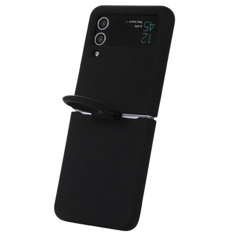 Folio Cover Samsung Galaxy Z Flip 4 Custodia in pelle Silicone Liquido Con Anello