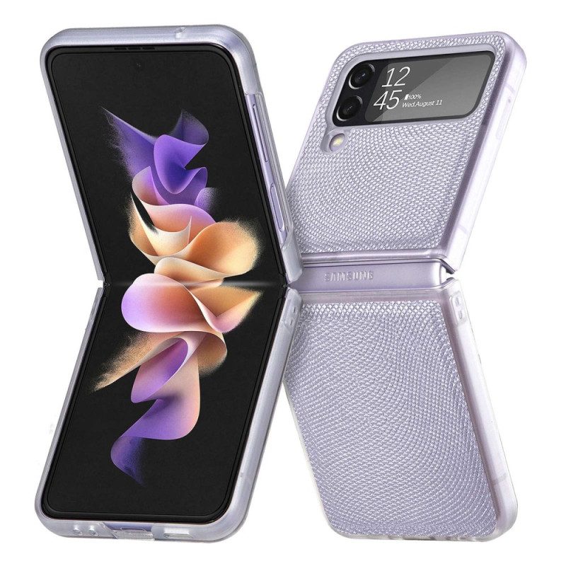 Folio Cover Samsung Galaxy Z Flip 4 Custodia in pelle Stile Serpente Su Silicone Trasparente