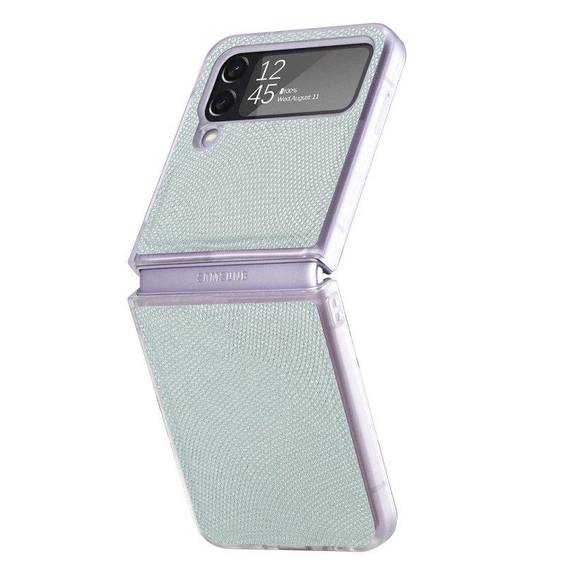 Folio Cover Samsung Galaxy Z Flip 4 Custodia in pelle Stile Serpente Su Silicone Trasparente