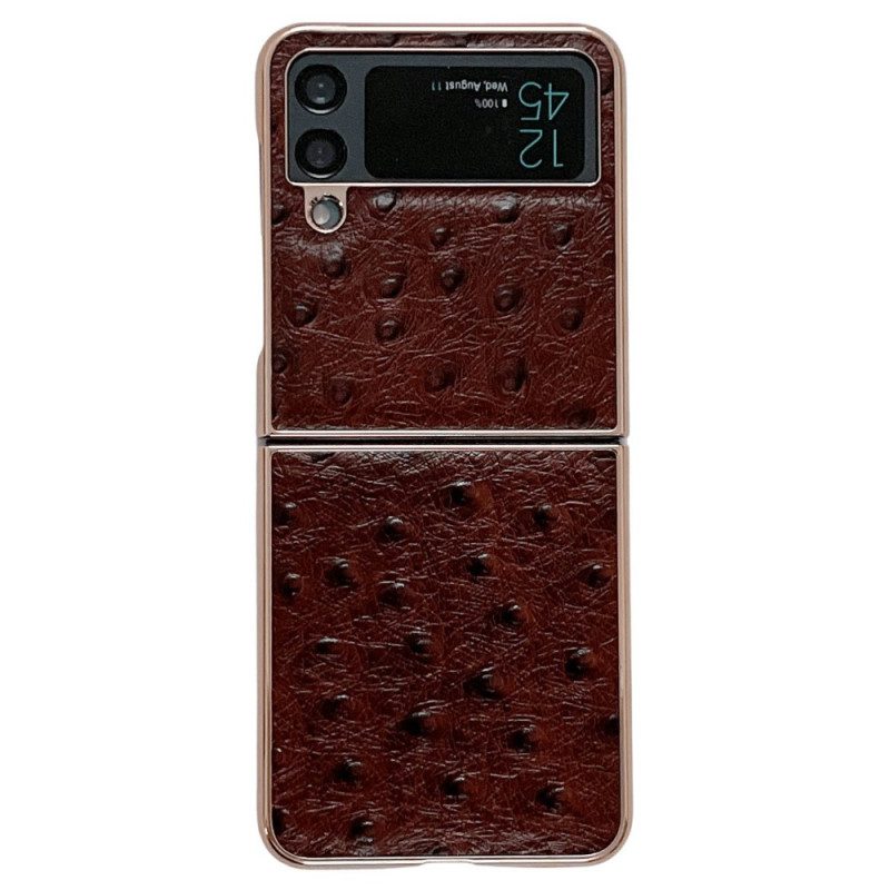 Folio Cover Samsung Galaxy Z Flip 4 Custodia in pelle Stile Struzzo