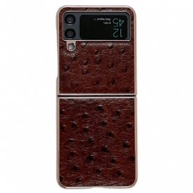 Folio Cover Samsung Galaxy Z Flip 4 Custodia in pelle Stile Struzzo