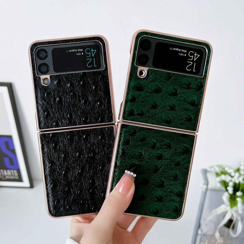 Folio Cover Samsung Galaxy Z Flip 4 Custodia in pelle Stile Struzzo