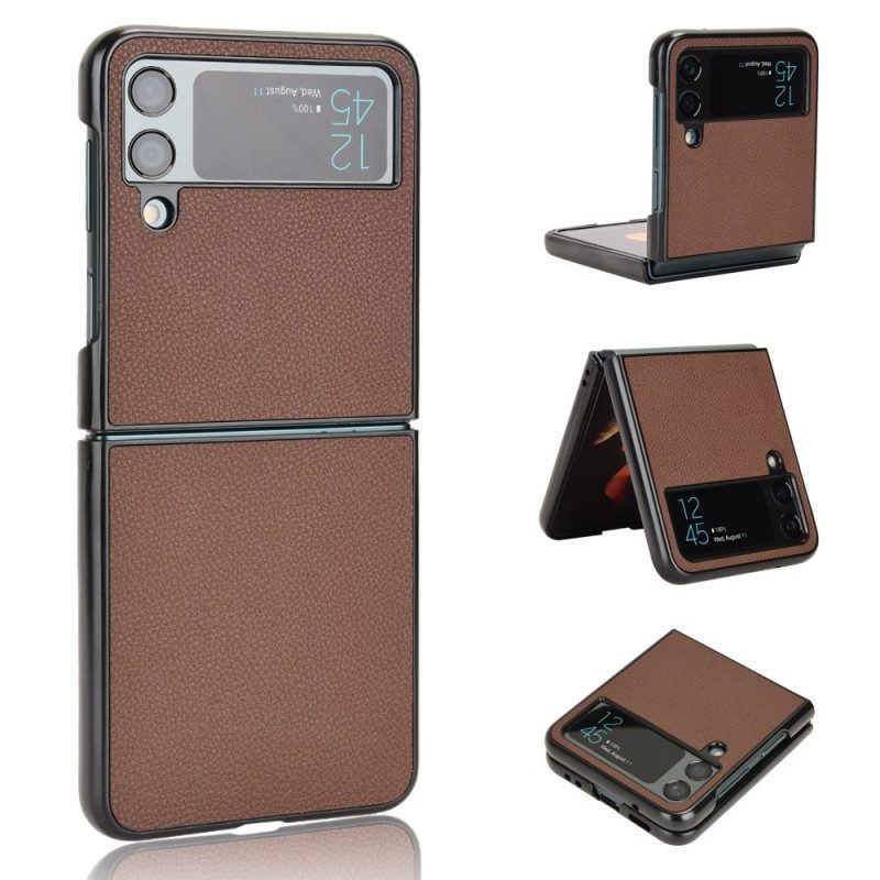 Folio Cover Samsung Galaxy Z Flip 4 Custodia in pelle Trama Di Pelle Di Litchi