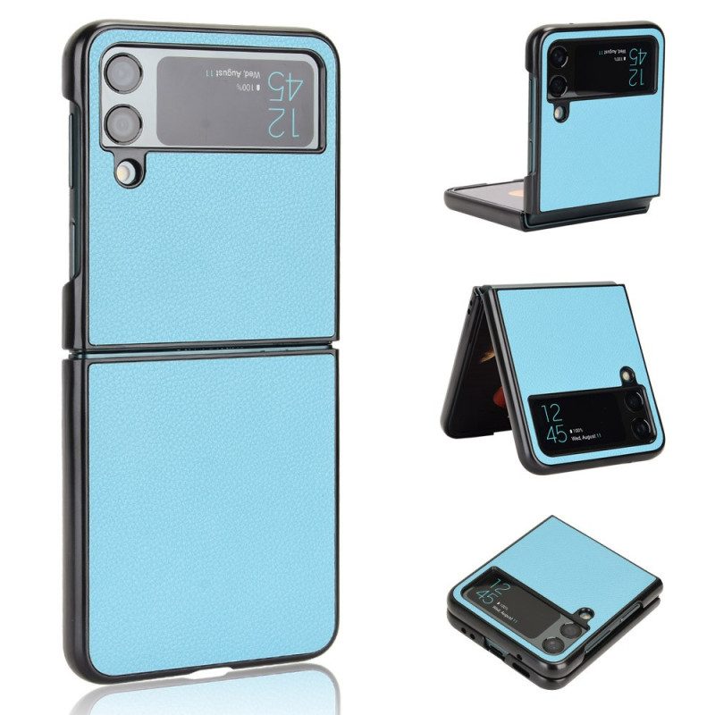 Folio Cover Samsung Galaxy Z Flip 4 Custodia in pelle Trama Di Pelle Di Litchi