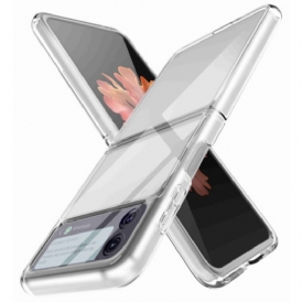 Folio Cover Samsung Galaxy Z Flip 4 Custodia in pelle Trasparente Anti-ingiallimento