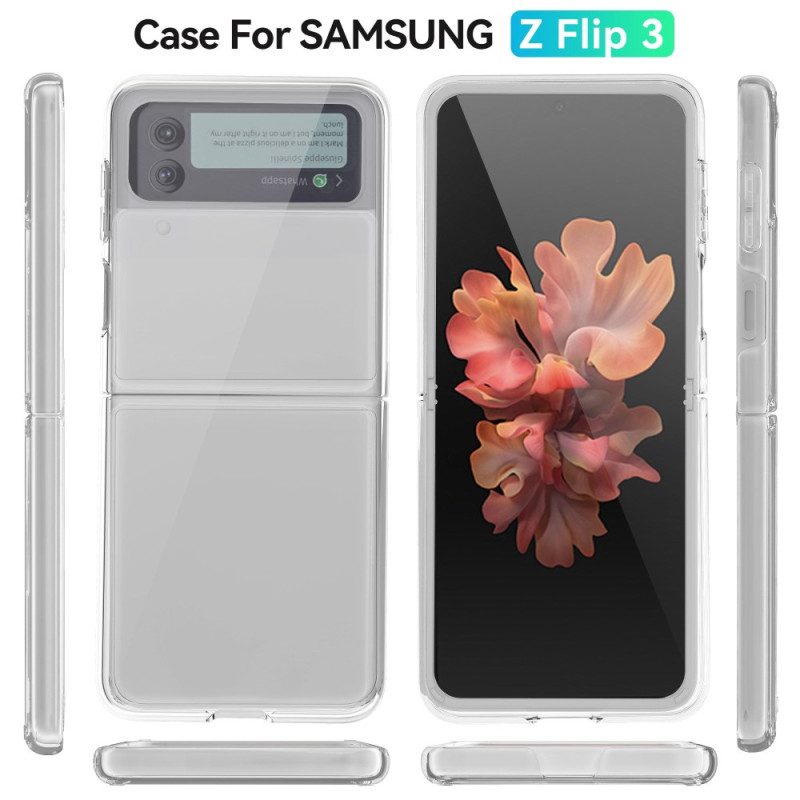 Folio Cover Samsung Galaxy Z Flip 4 Custodia in pelle Trasparente Anti-ingiallimento