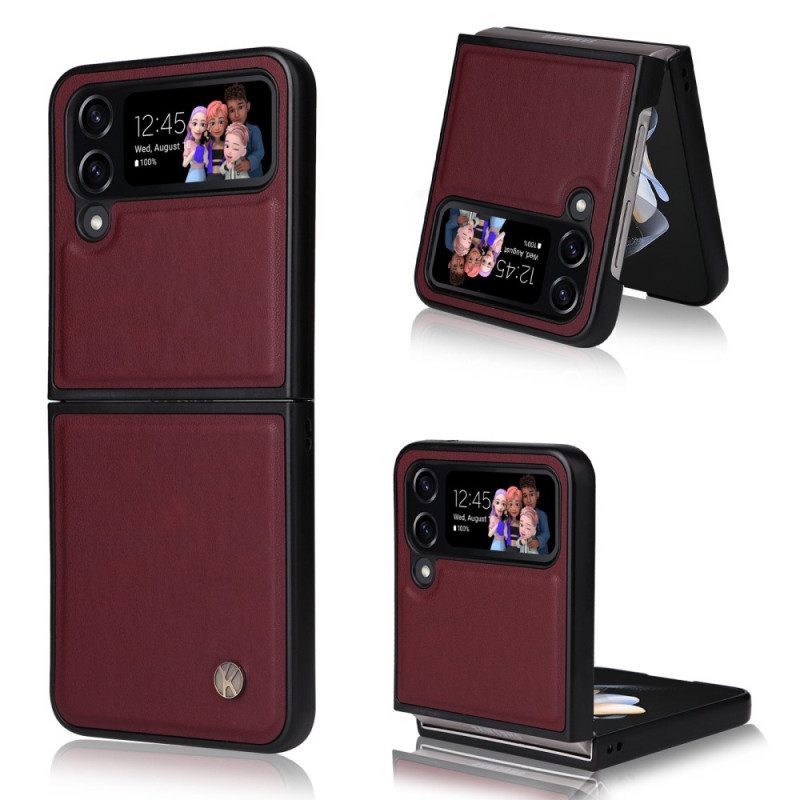 Folio Cover Samsung Galaxy Z Flip 4 Custodia in pelle Yikatu Effetto Pelle