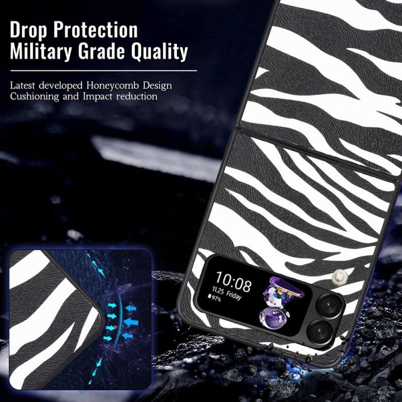 Folio Cover Samsung Galaxy Z Flip 4 Custodia in pelle Zebra