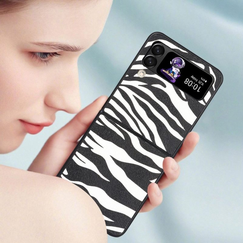 Folio Cover Samsung Galaxy Z Flip 4 Custodia in pelle Zebra