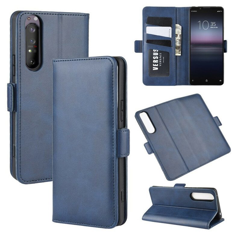 Custodia in pelle Sony Xperia 1 II Folio Cover Doppio Lembo