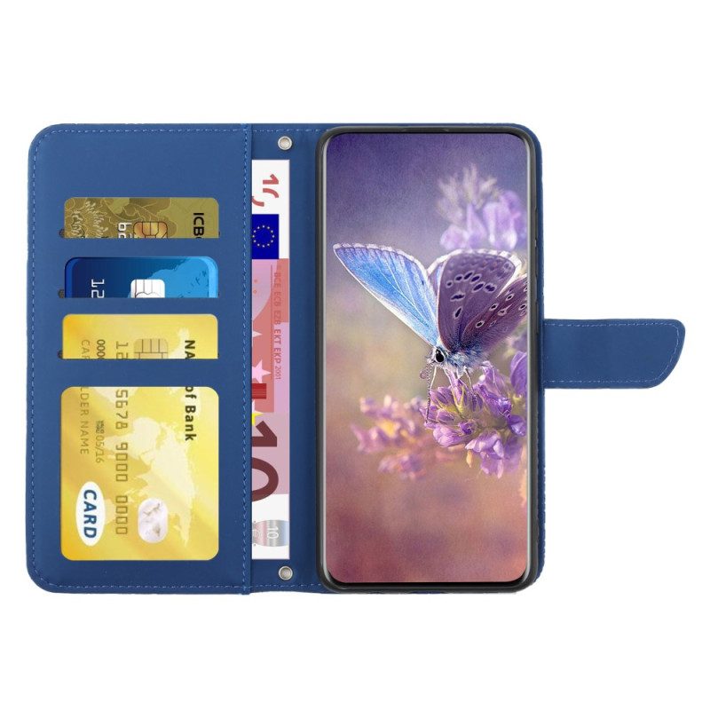 Custodia A Portafoglio Honor 90 Lite Farfalle Con Cordino