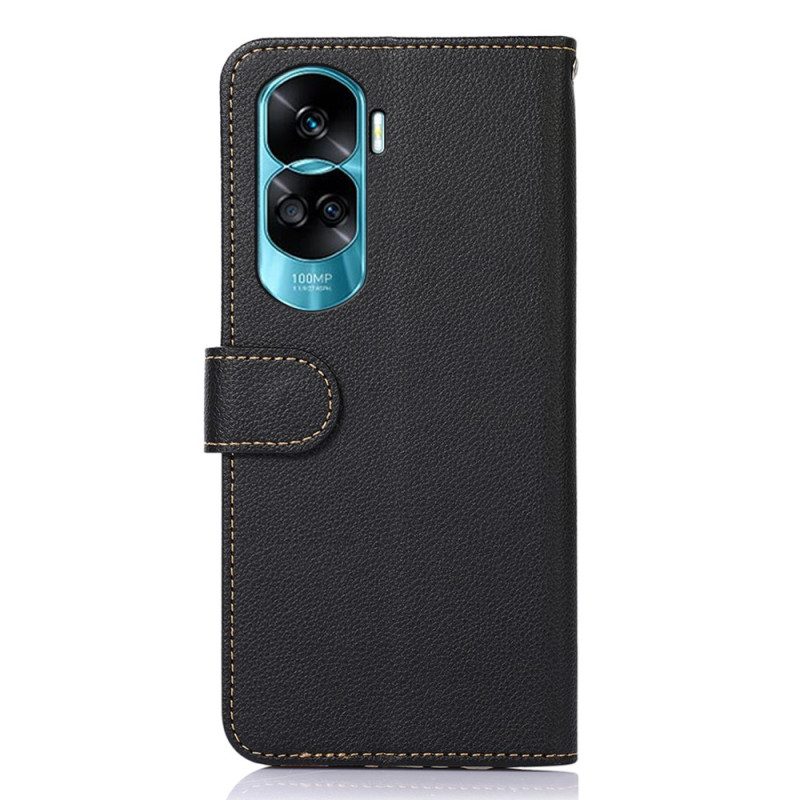 Custodia in pelle Honor 90 Lite Rfid Stile Litchi Khazneh