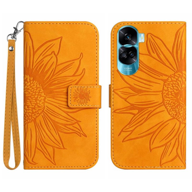 Folio Cover Honor 90 Lite Girasole Con Cordino