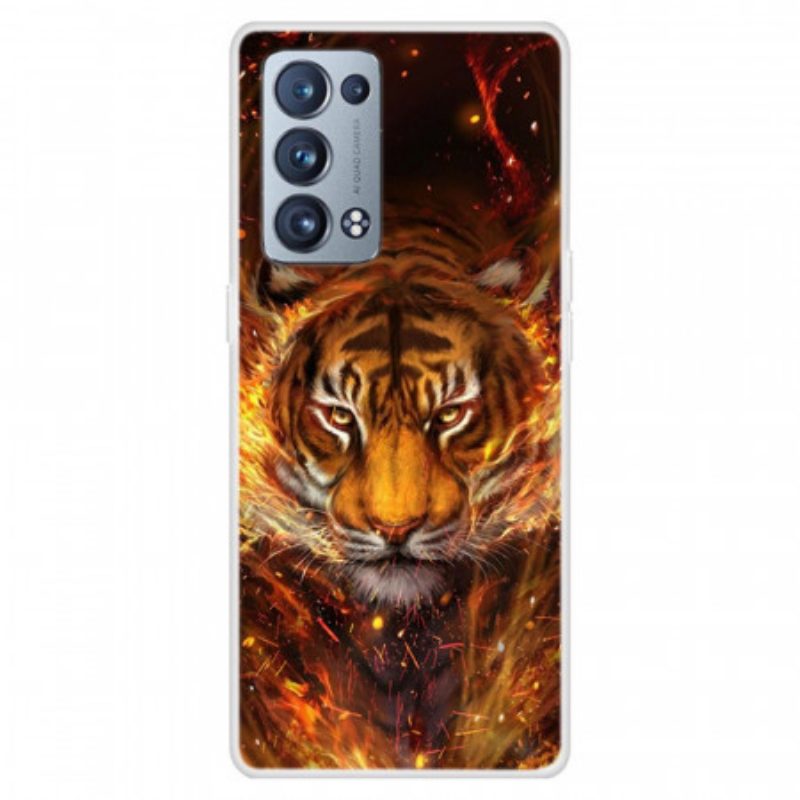 Cover Oppo Reno 6 Pro 5G Leone In Fiamme