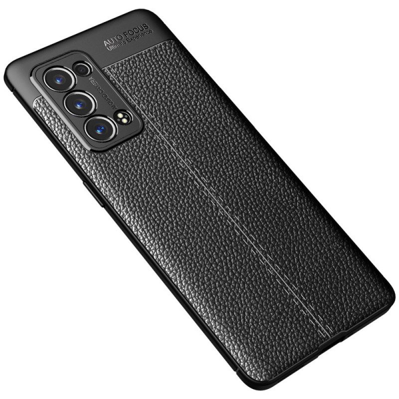 Cover Oppo Reno 6 Pro 5G Litchi Doppia Linea In Pelle