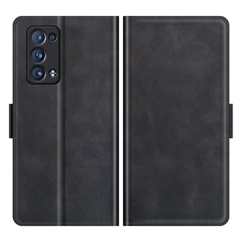 Custodia in pelle Oppo Reno 6 Pro 5G Doppia Chiusura Morbida Skin-touch