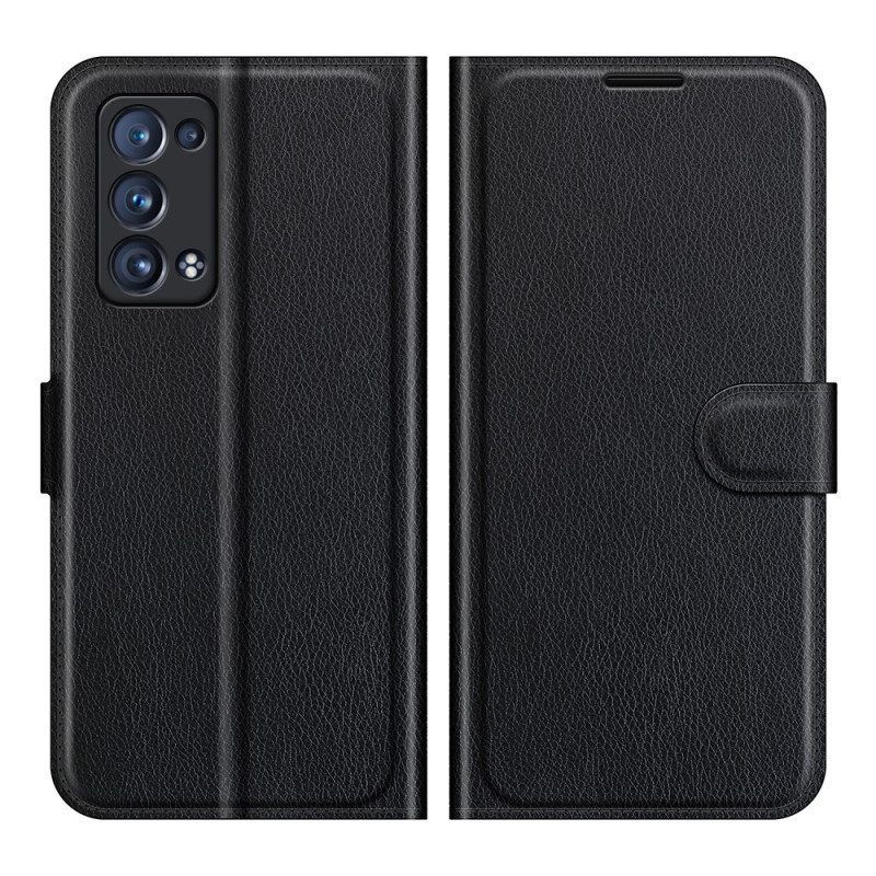 Custodia in pelle Oppo Reno 6 Pro 5G Trama Classica Di Litchi