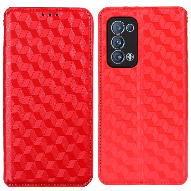 Folio Cover Oppo Reno 6 Pro 5G Custodia in pelle Cubi 3d