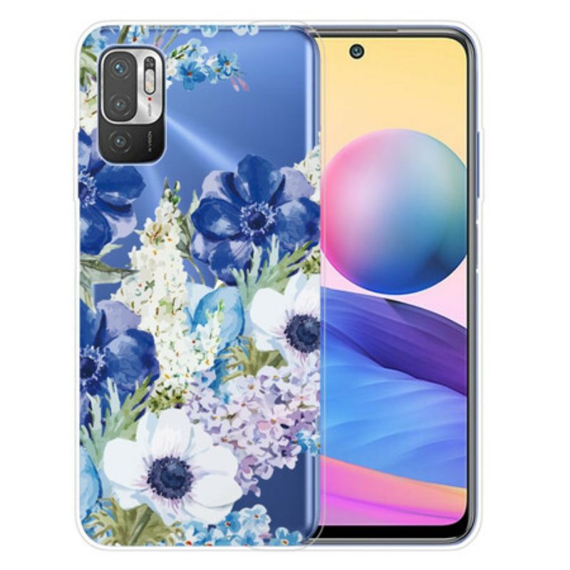 Cover Xiaomi Redmi Note 10 5G Fiori Blu Dell'acquerello