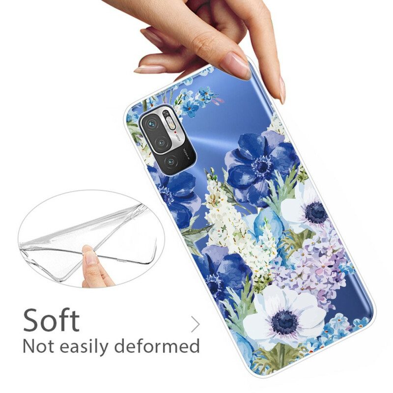 Cover Xiaomi Redmi Note 10 5G Fiori Blu Dell'acquerello