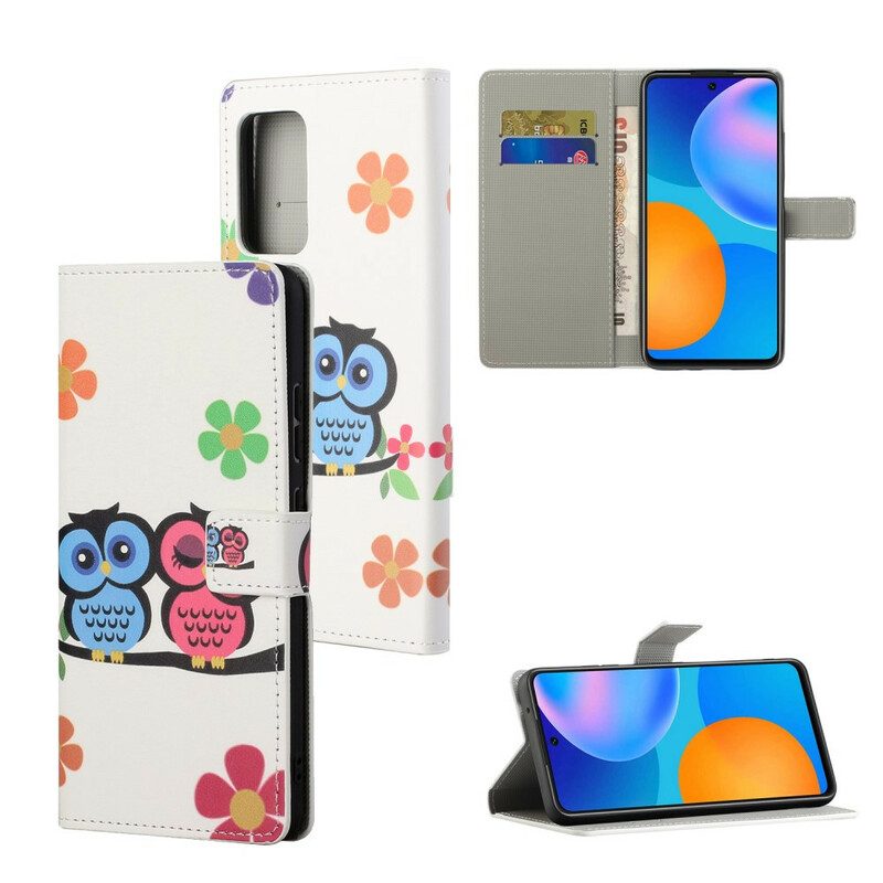 Custodia A Portafoglio Xiaomi Redmi Note 10 5G Famiglia Di Gufi