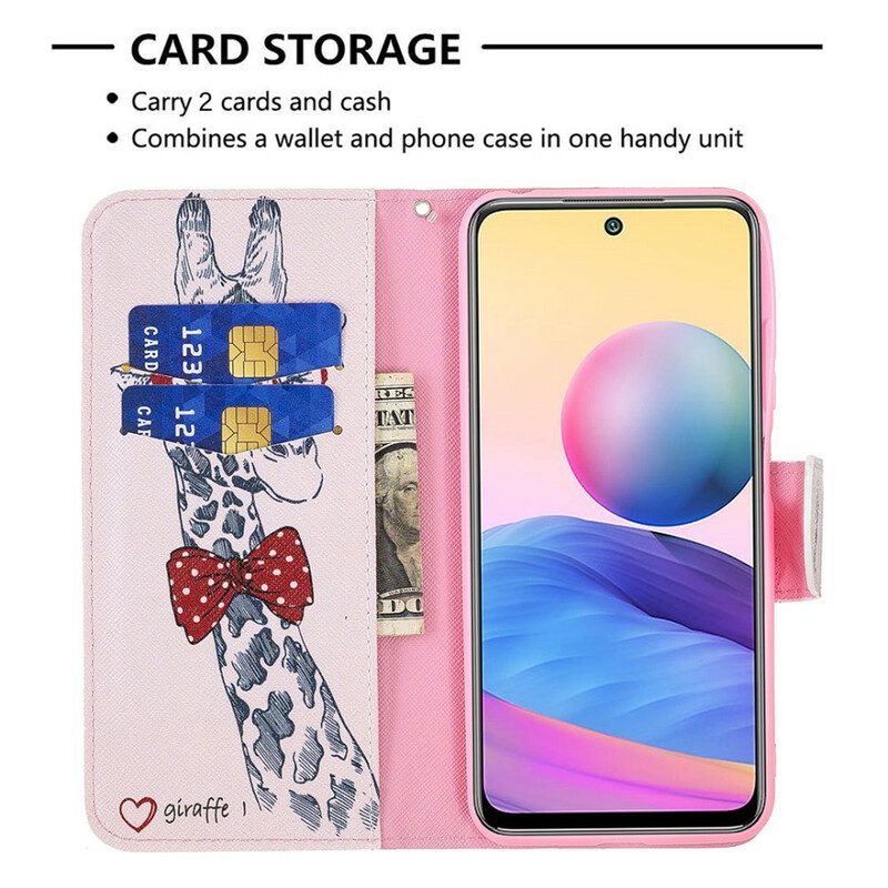 Custodia A Portafoglio Xiaomi Redmi Note 10 5G Giraffa Intelligente