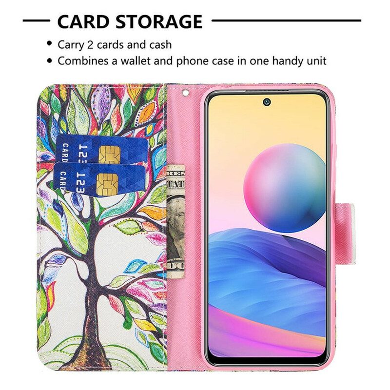 Custodia in pelle Xiaomi Redmi Note 10 5G Albero Colorato