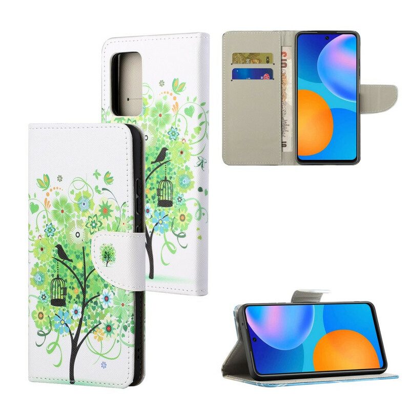 Custodia in pelle Xiaomi Redmi Note 10 5G Albero Di Fogliame Verde