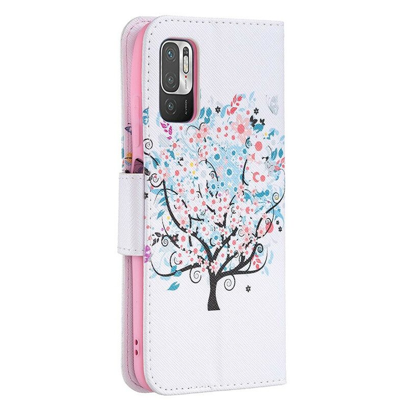 Custodia in pelle Xiaomi Redmi Note 10 5G Albero Fiorito