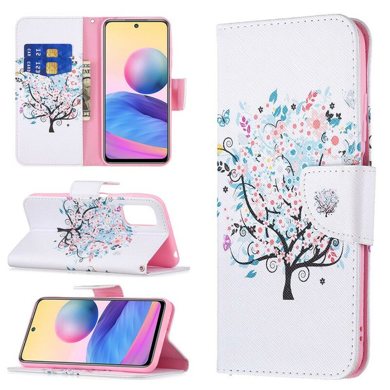 Custodia in pelle Xiaomi Redmi Note 10 5G Albero Fiorito