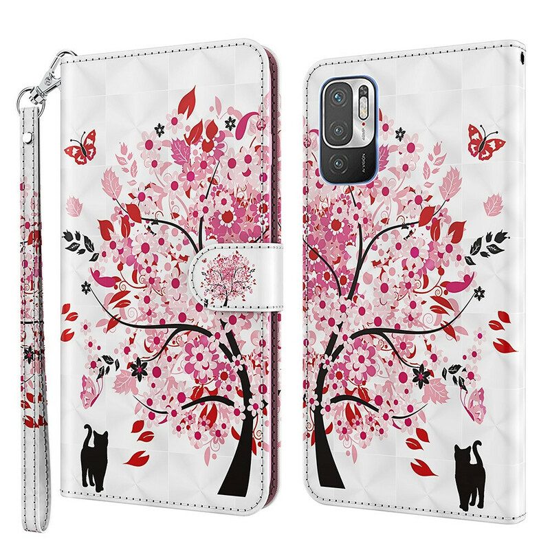 Custodia in pelle Xiaomi Redmi Note 10 5G Albero Rosa