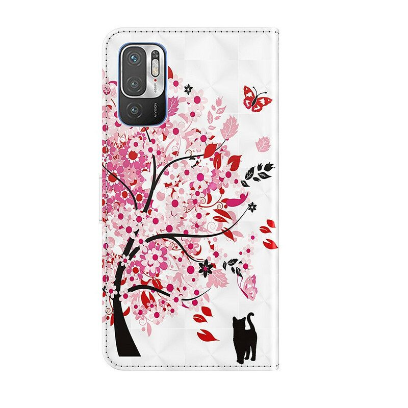 Custodia in pelle Xiaomi Redmi Note 10 5G Albero Rosa