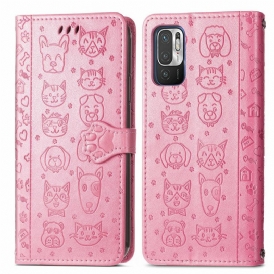 Custodia in pelle Xiaomi Redmi Note 10 5G Animali Animati