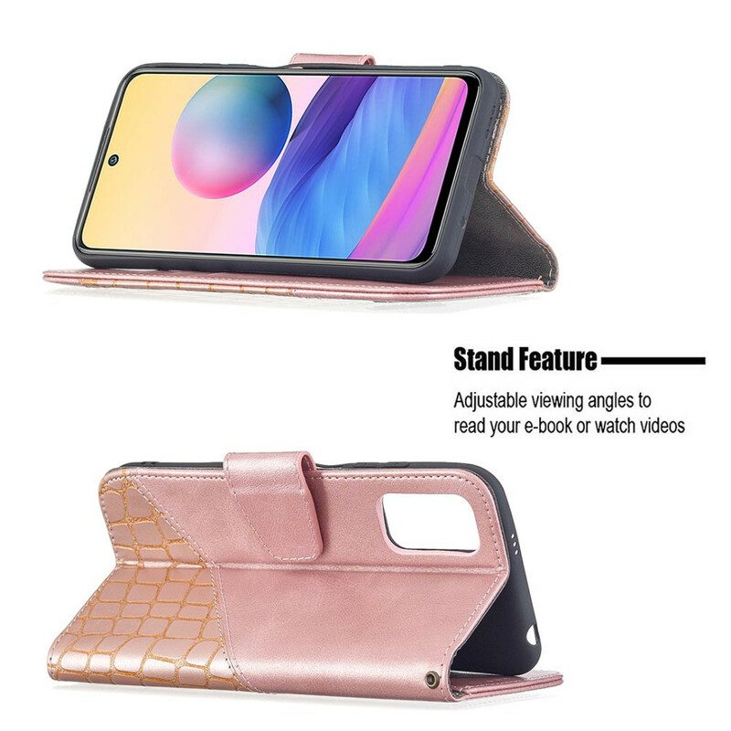 Custodia in pelle Xiaomi Redmi Note 10 5G Classico Effetto Pelle Di Coccodrillo