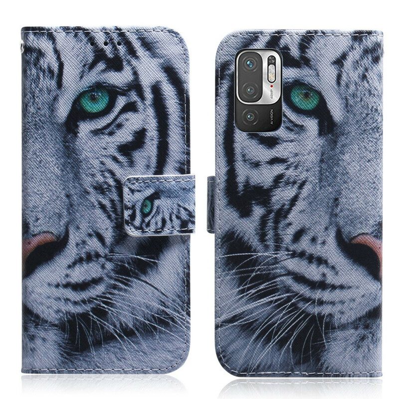 Custodia in pelle Xiaomi Redmi Note 10 5G Faccia Da Tigre