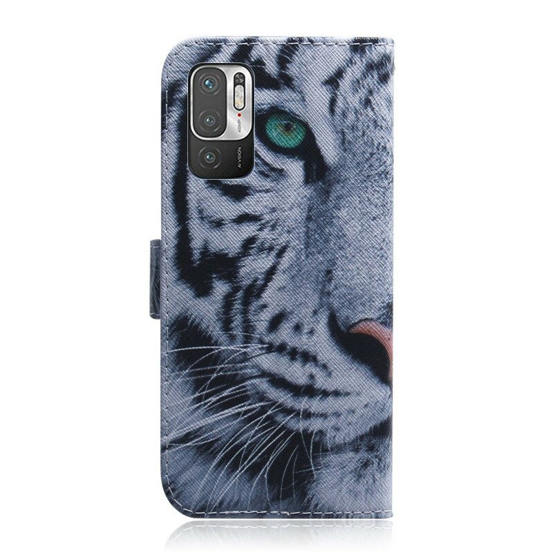 Custodia in pelle Xiaomi Redmi Note 10 5G Faccia Da Tigre