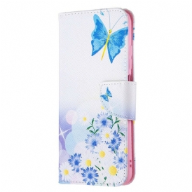 Custodia in pelle Xiaomi Redmi Note 10 5G Farfalle E Fiori