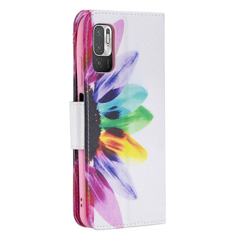 Custodia in pelle Xiaomi Redmi Note 10 5G Fiore Dell'acquerello