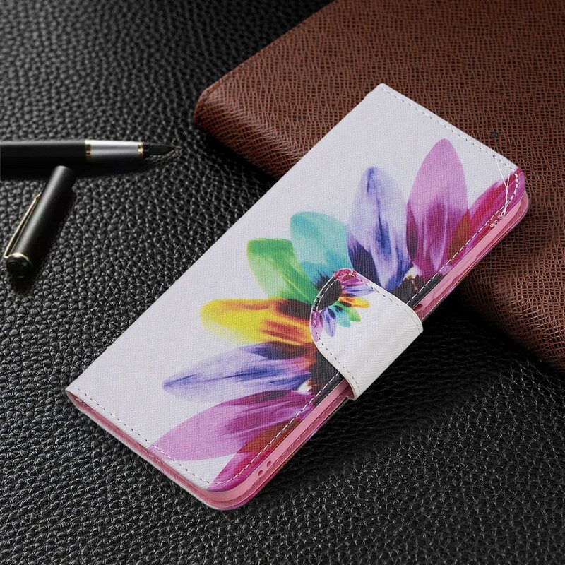 Custodia in pelle Xiaomi Redmi Note 10 5G Fiore Dell'acquerello