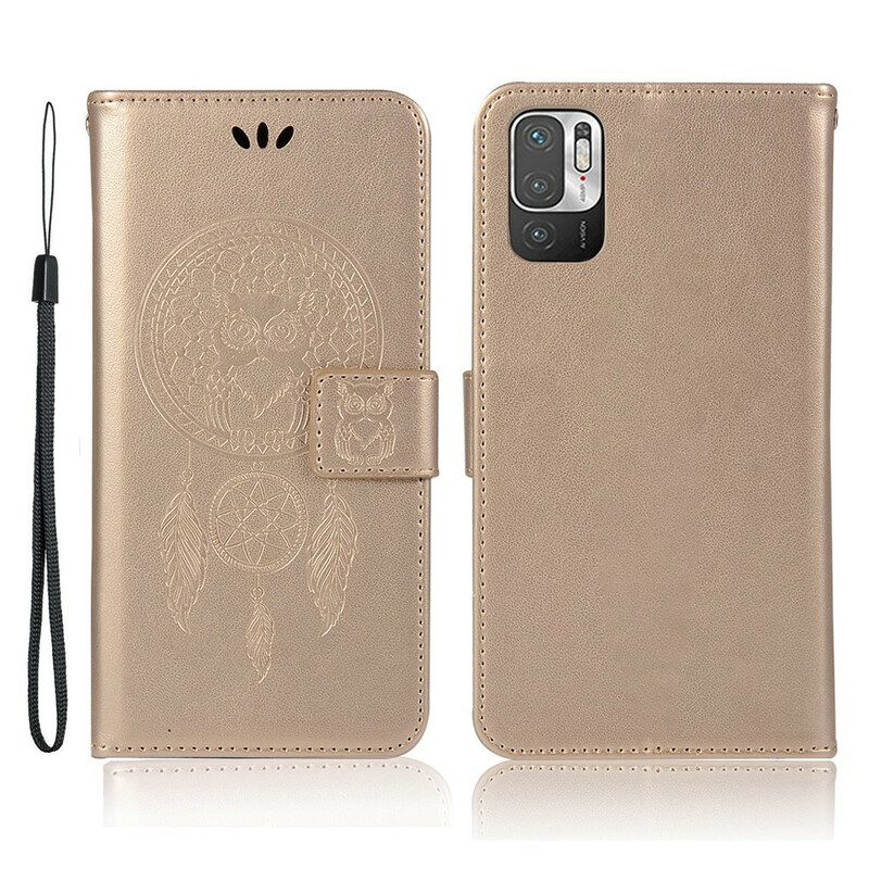 Custodia in pelle Xiaomi Redmi Note 10 5G Gufo Acchiappasogni