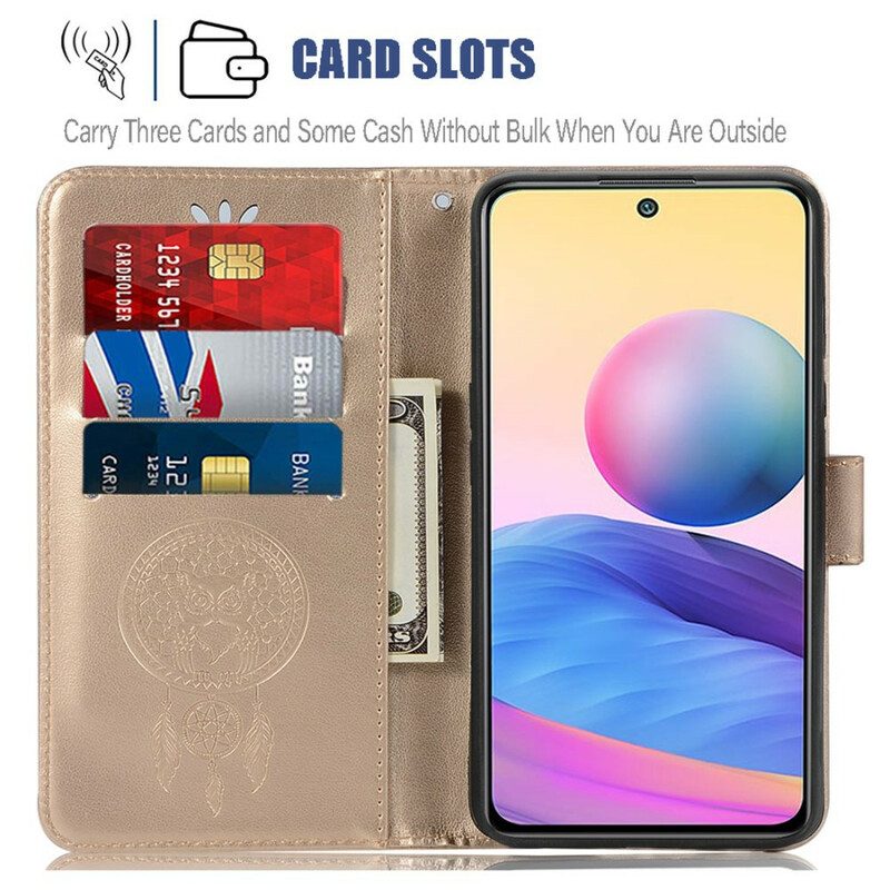 Custodia in pelle Xiaomi Redmi Note 10 5G Gufo Acchiappasogni