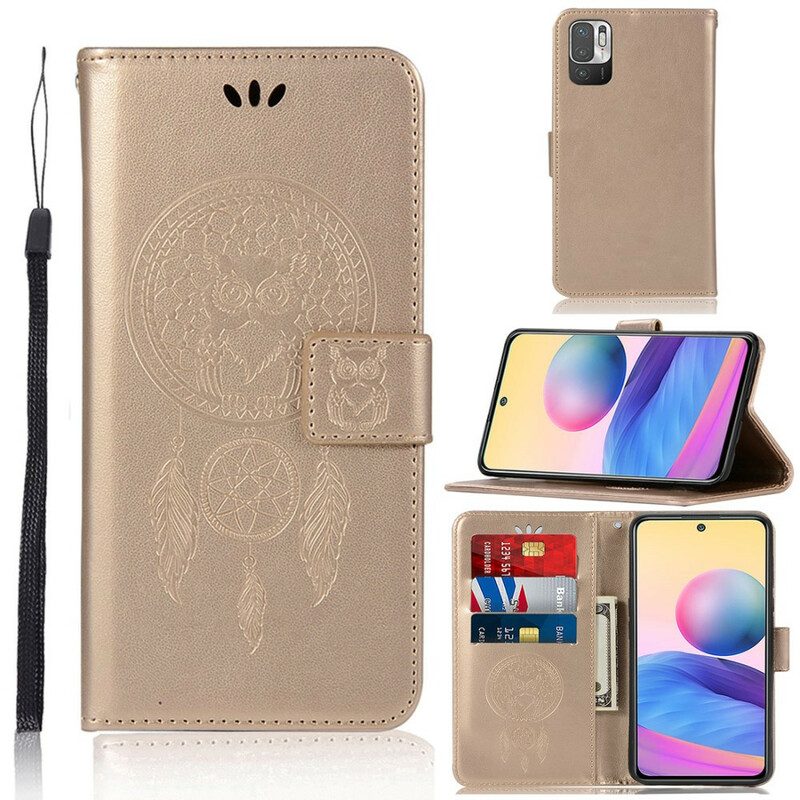 Custodia in pelle Xiaomi Redmi Note 10 5G Gufo Acchiappasogni