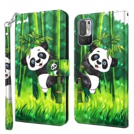 Custodia in pelle Xiaomi Redmi Note 10 5G Panda E Bambù