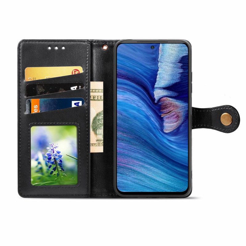 Custodia in pelle Xiaomi Redmi Note 10 5G /poco M3 Pro 5g Chiusura Rivetto E Cordino