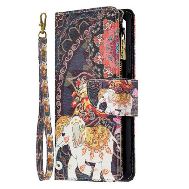 Custodia in pelle Xiaomi Redmi Note 10 5G Tasca Con Zip A Forma Di Elefante