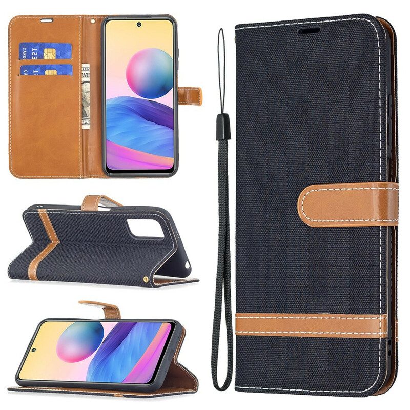 Custodia in pelle Xiaomi Redmi Note 10 5G Tessuto Cinturino