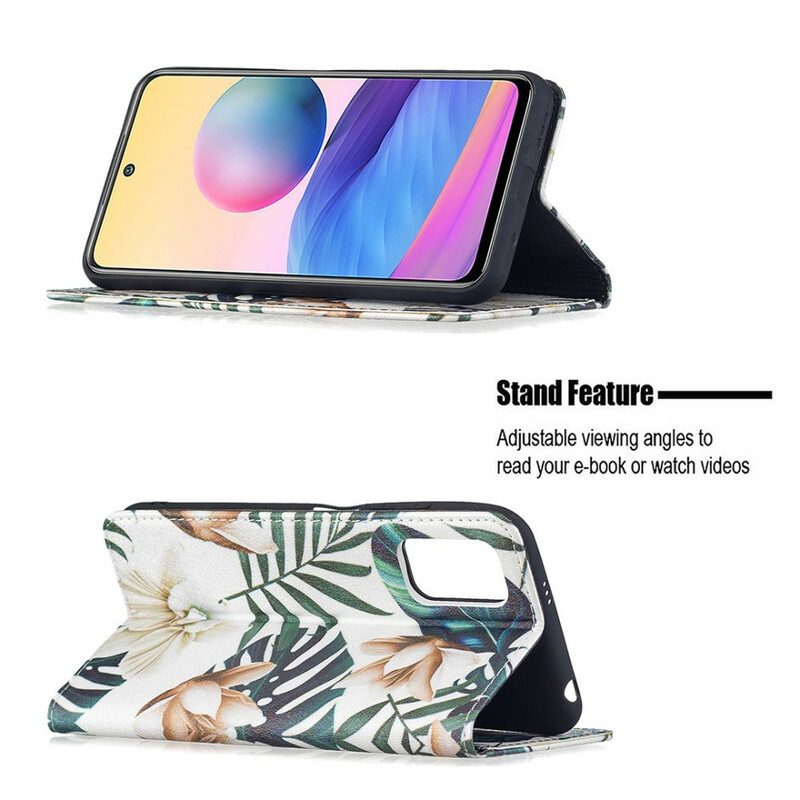 Folio Cover Xiaomi Redmi Note 10 5G Custodia in pelle Foglie